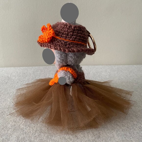 Handmade Crochet Brown Orange Autumnal Princess Tutu for 17cm Doll 2-Piece Set - Picture 2 of 6